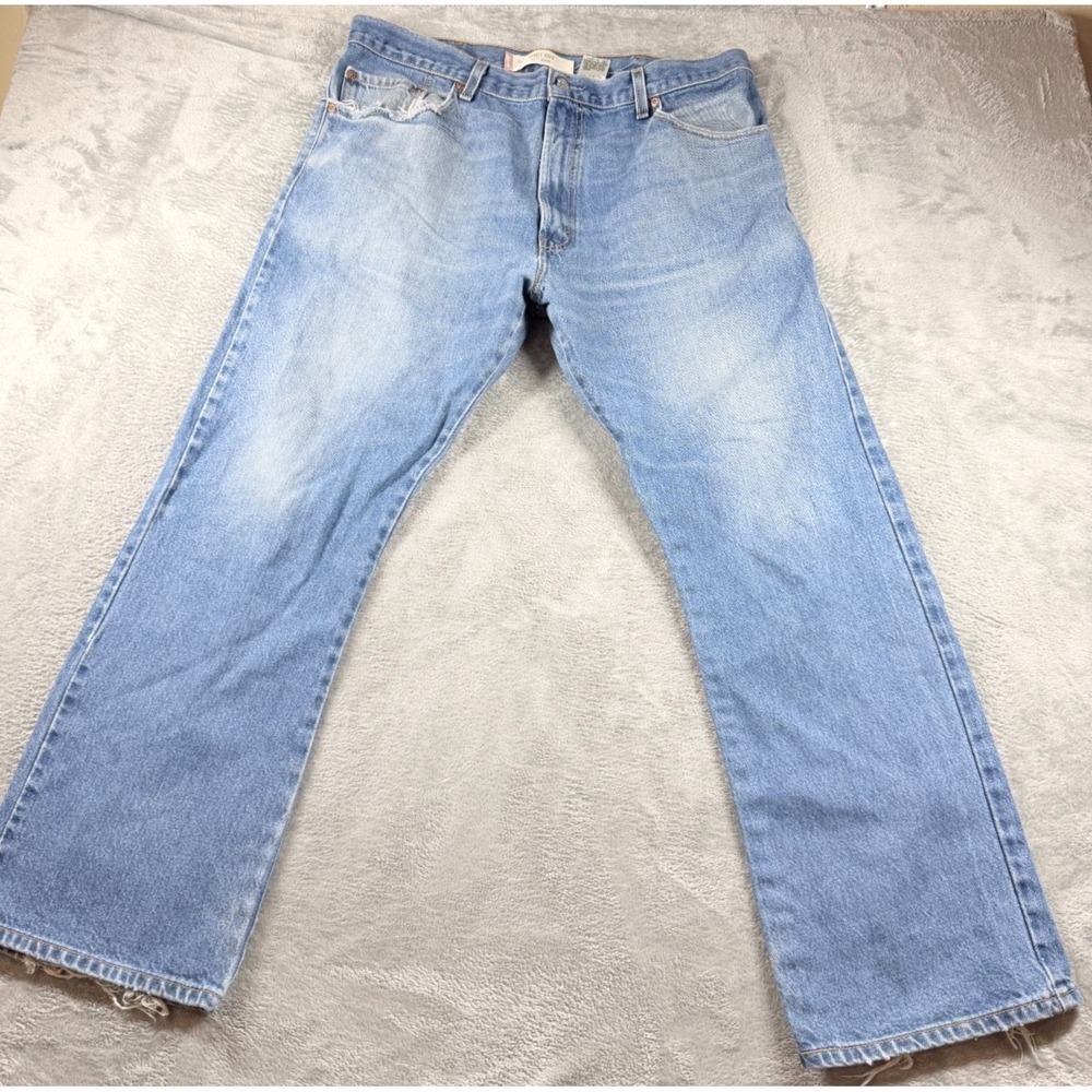Vtg Levis 517 Boot Cut Jeans‎ 38x30 Light Wash USA Made Distressed
